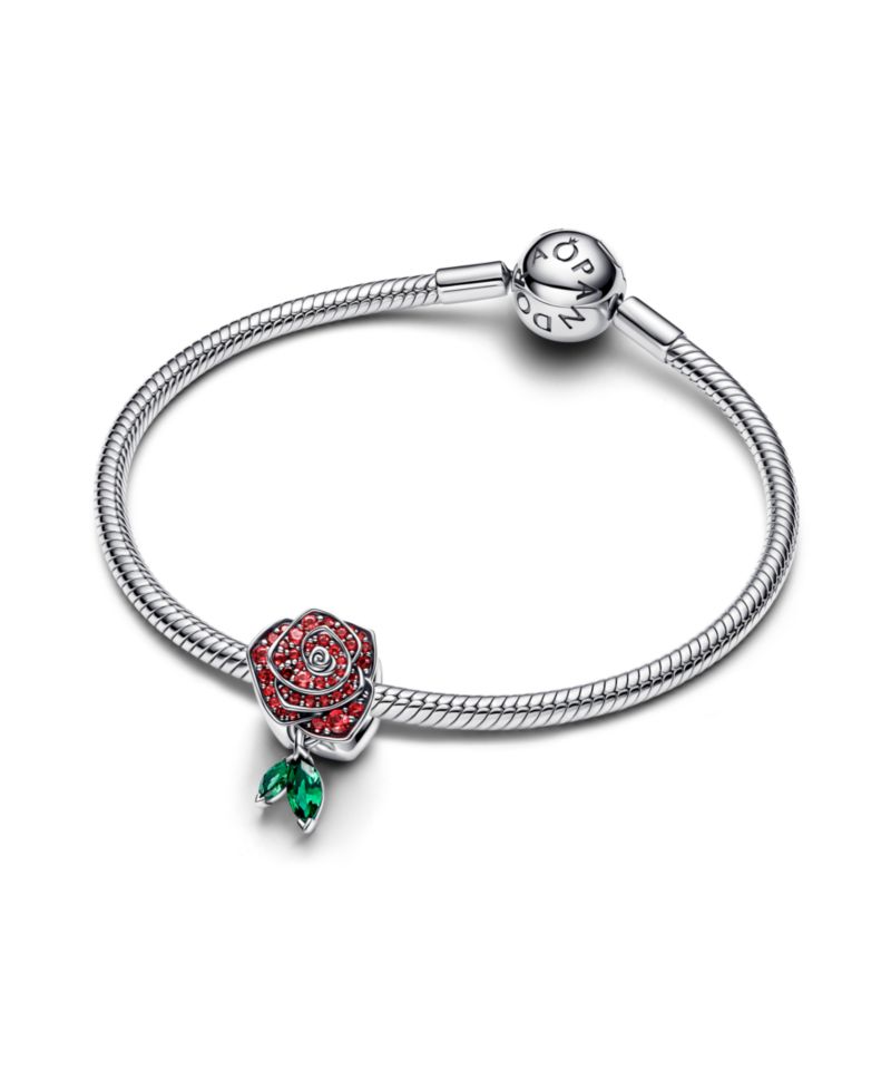 Sterling Silver Sparkling Rose Bloom Charms