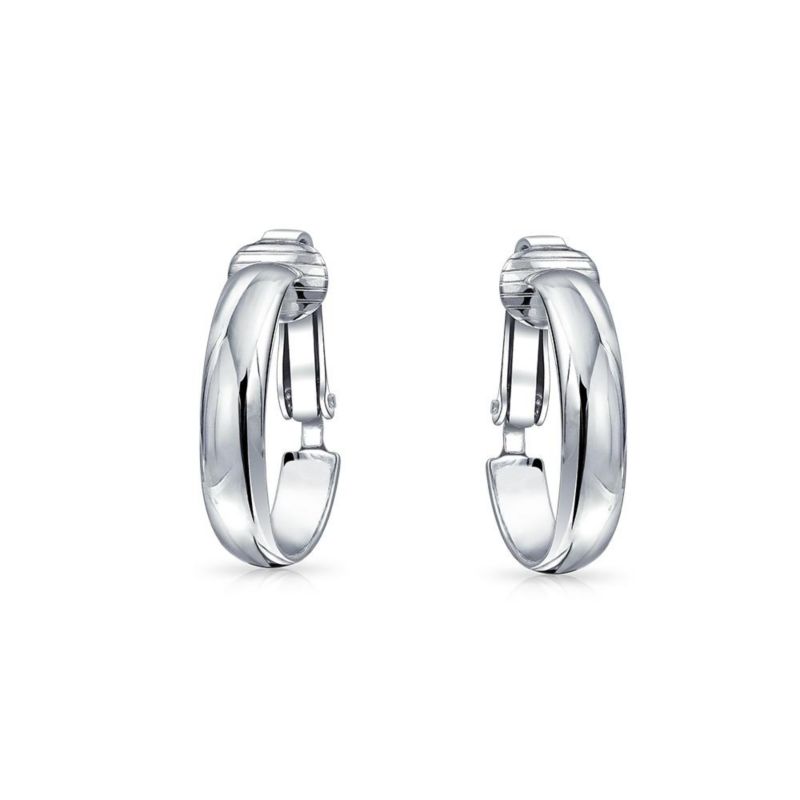 Classic Basic Simple Lightweight Clip On Hoop Earrings Non Pierced Ears Gold Plated Sterling Silver .75 Diameter