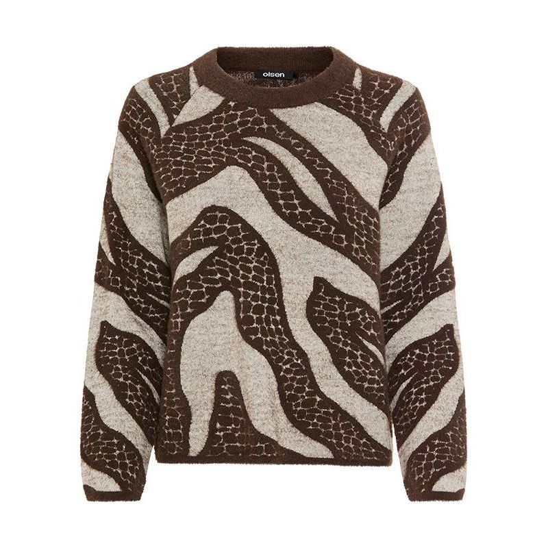 Abstract Modern Animal Feather Knit Pull-Over
