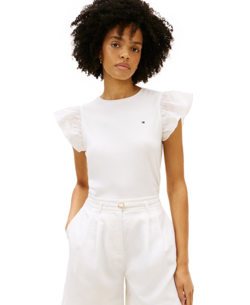 Women's Broderie Mix-Media Top
