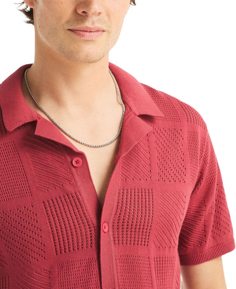 Men's Open-Stitch Classic-Fit Buttoned Polo Sweater