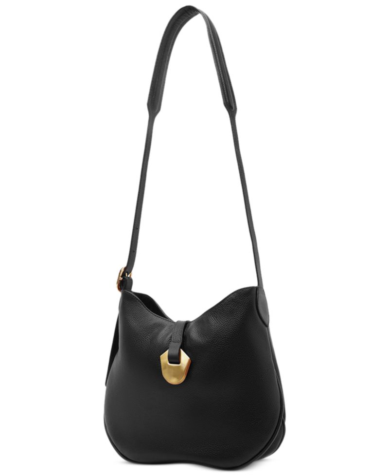 Sabrina Small Leather Snap Button Crossbody Handbag