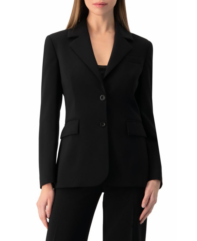 Women's Tailored Two-Button Black Power Blazer