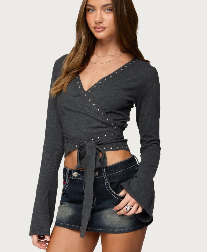 Women's Roccia Studded Knit Wrap Top