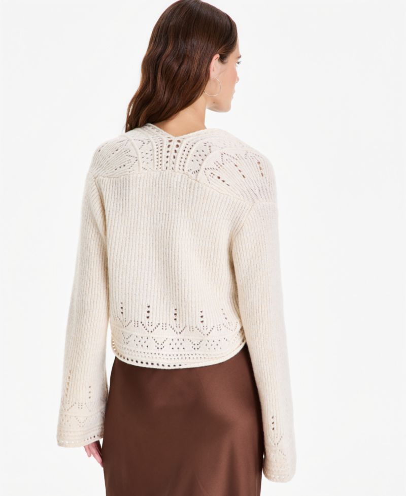 Petite Long-Sleeve Tie-Front Cardigan