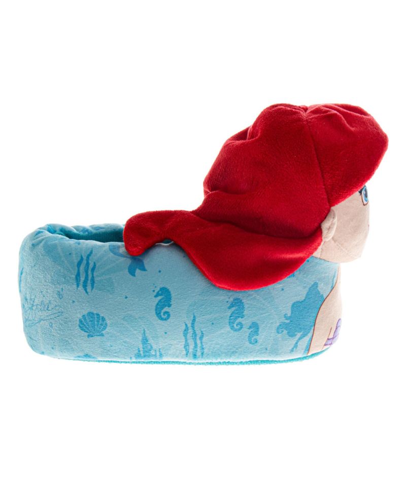 Little Mermaid 3D Ariel and Flounder Girls (5- 6 to 13- 1) Slippers Warm, Fluffy, and Comfortable House Footwear