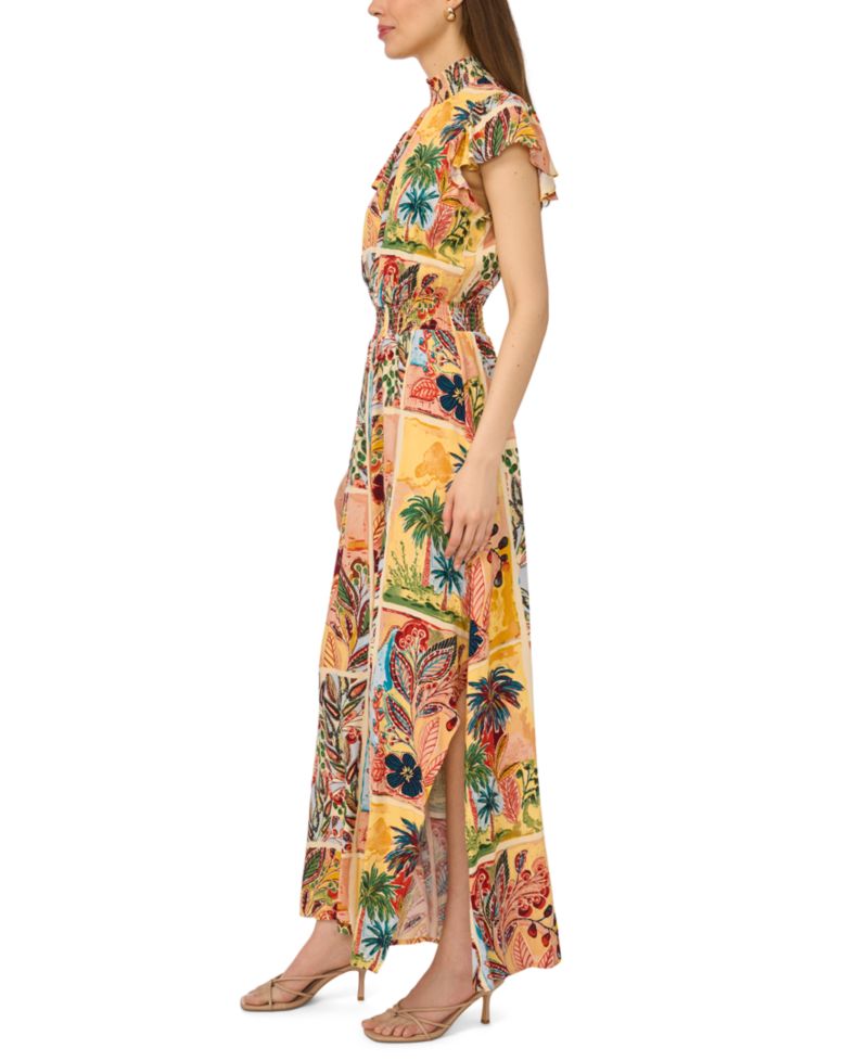 Flutter-Sleeve Smocked Waist Jumpsuit