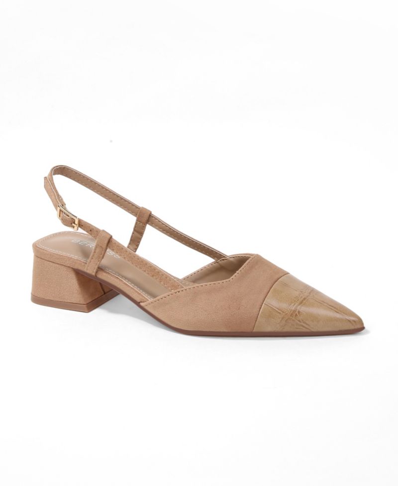 Women's Fay Croco Texture Toe Cap Low Block Heel Slingback