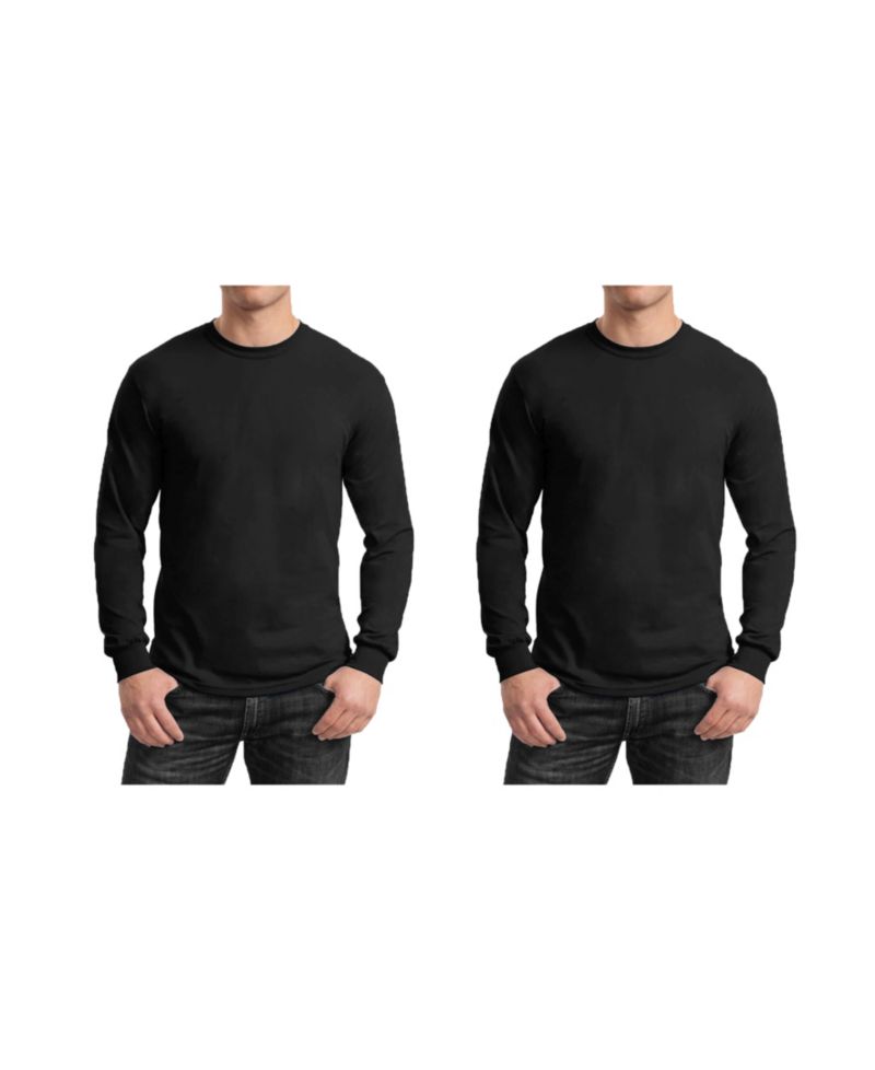 Men's 2-Pack Egyptian Cotton-Blend Long Sleeve Crew Neck Tee