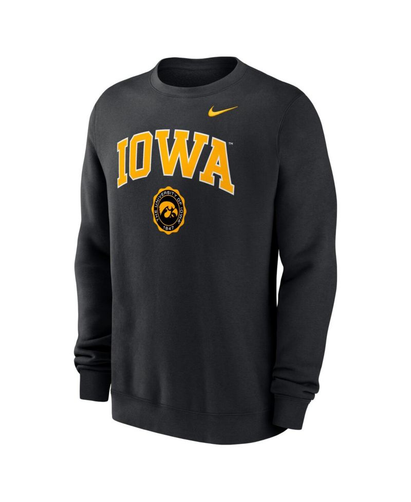 Men's Black Iowa Hawkeyes Arched Seal Pullover Sweatshirt