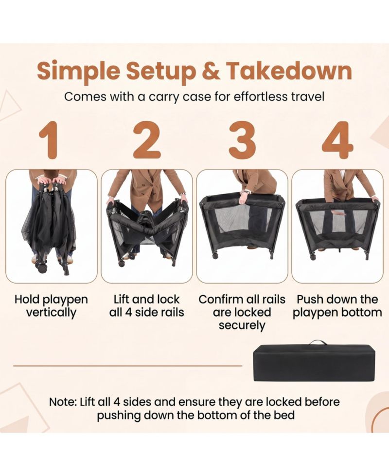 Portable Baby Playard with Soft Mattress, Breathable Mesh Sides