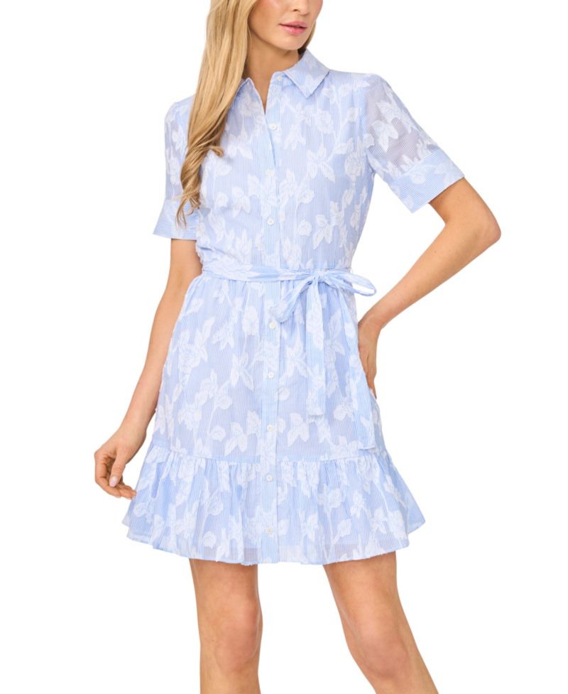 Women's Tie-Waist Mini Shirt Dress