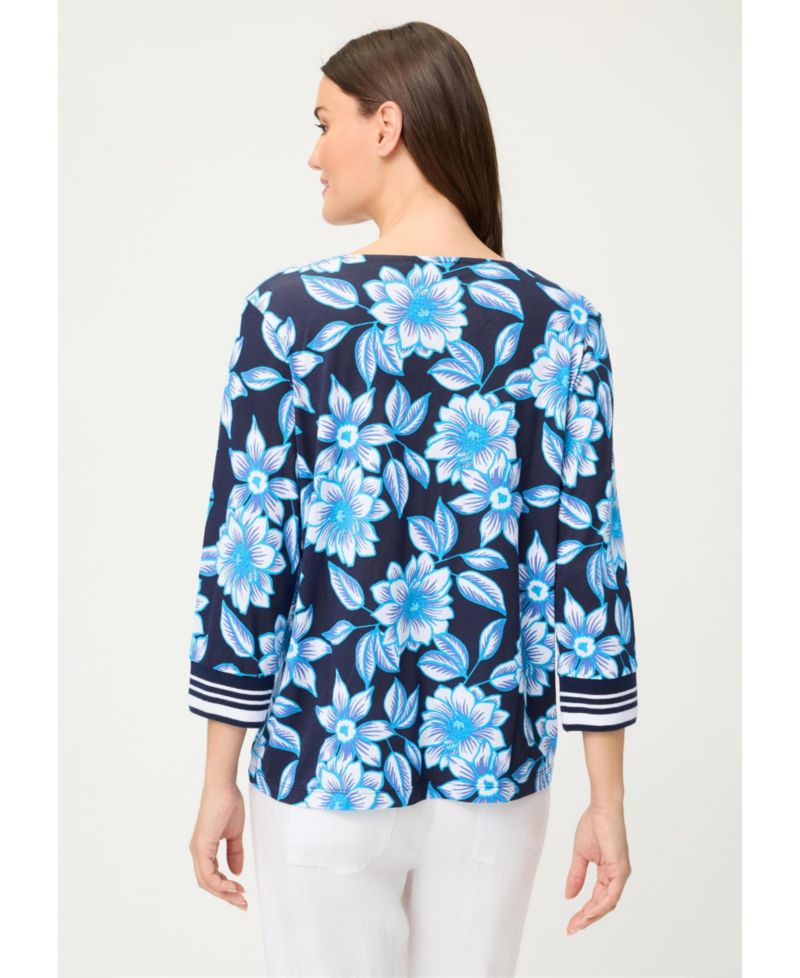 Women's Split Neck Floral T-Shirt
