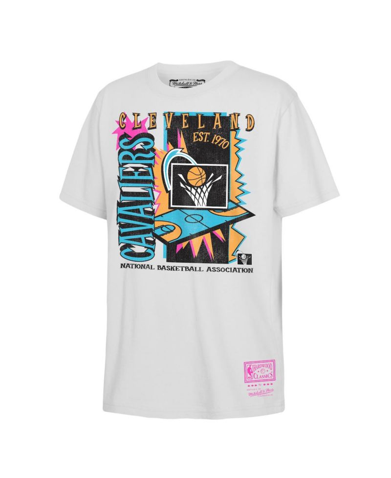 Big Boys and Girls White Cleveland Cavaliers Neon Court Shock T-Shirt