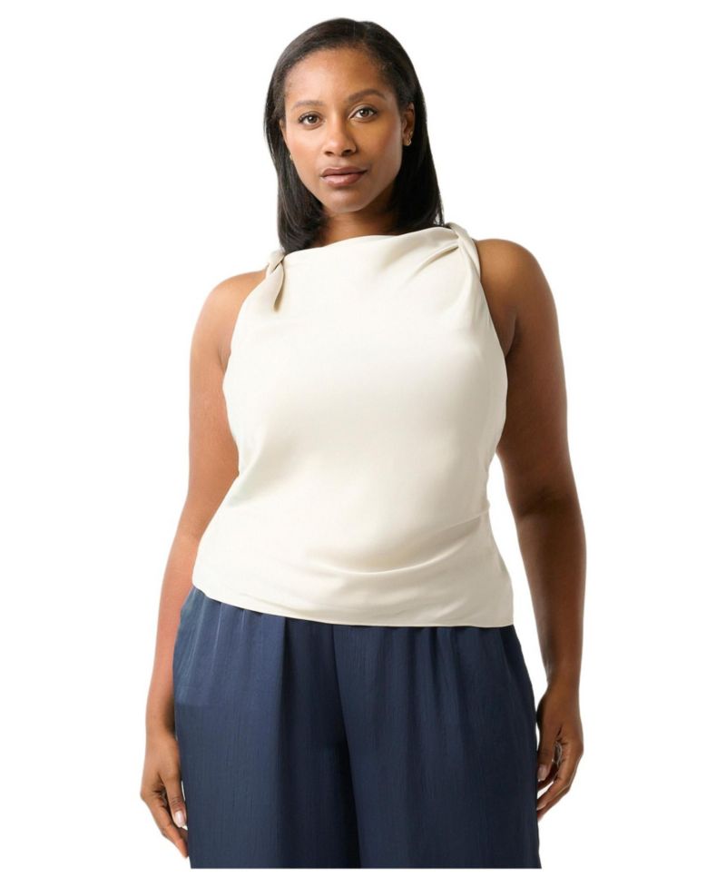 Plus Size Tahni Cowl Neck Satin Tank Top