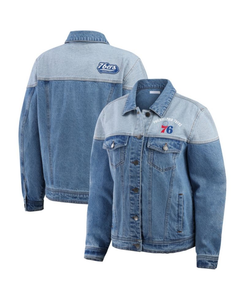 Women's Blue Philadelphia 76ers Full-Button Denim Jacket