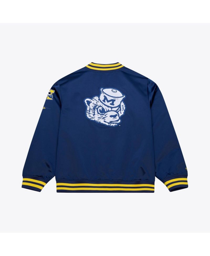 Men's Navy Michigan Wolverines Double Clutch Lightweight Satin Full-Snap Jacket