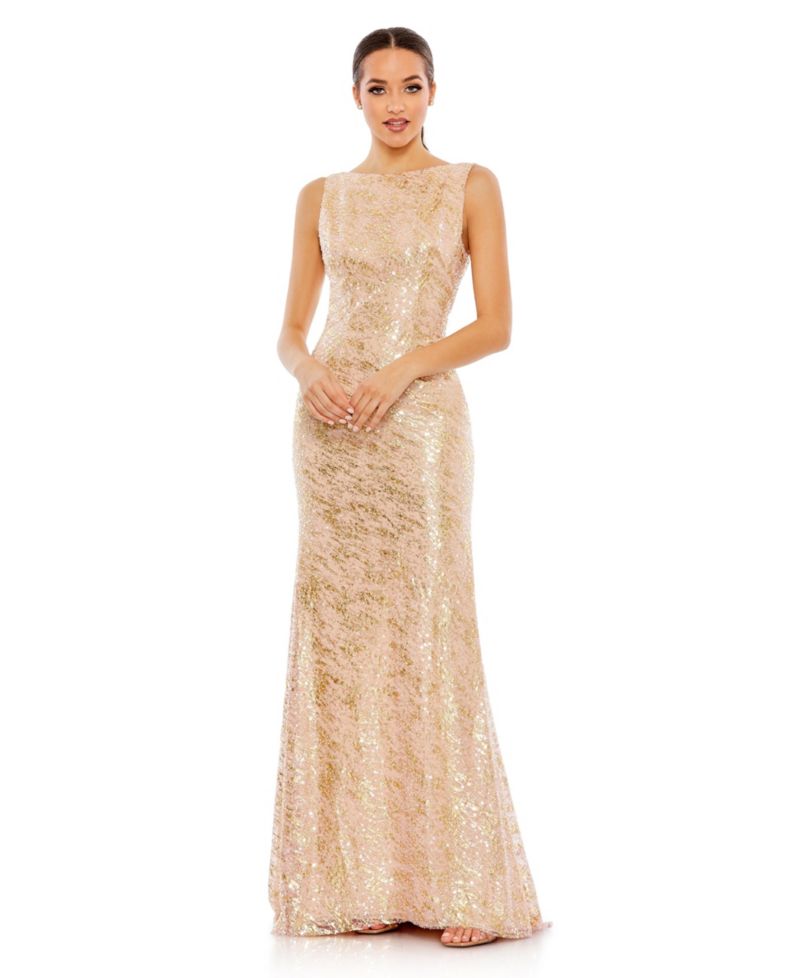 Women's Sleeveless High Neck Sequin Gown