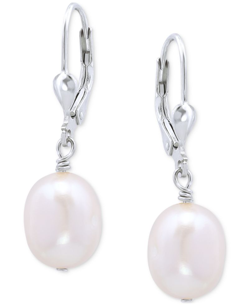 Cultured Freshwater Baroque Pearl (10mm) Leverback Drop Earrings