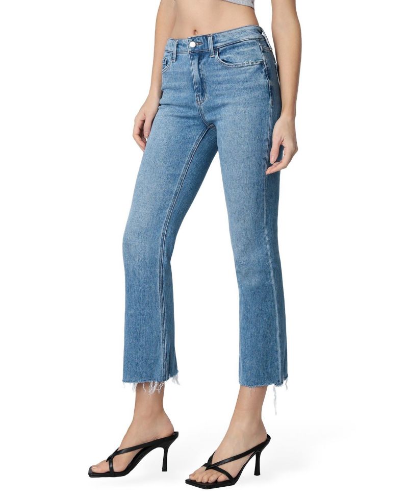 Women's High Rise Distressed Hem Kick Flare Jeans
