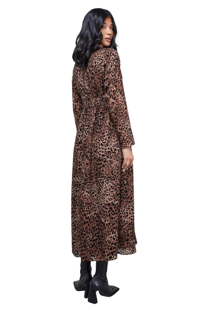 Plunge Neck Waisted Midi Dress