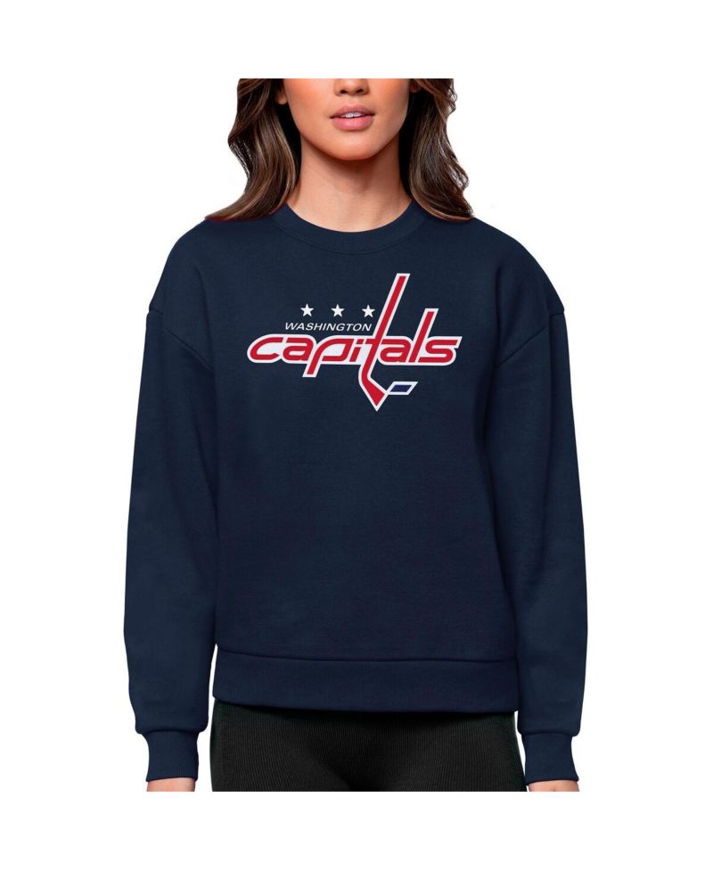 Women's Navy Washington Capitals Primary Logo Team Logo Victory Crewneck Pullover Sweatshirt