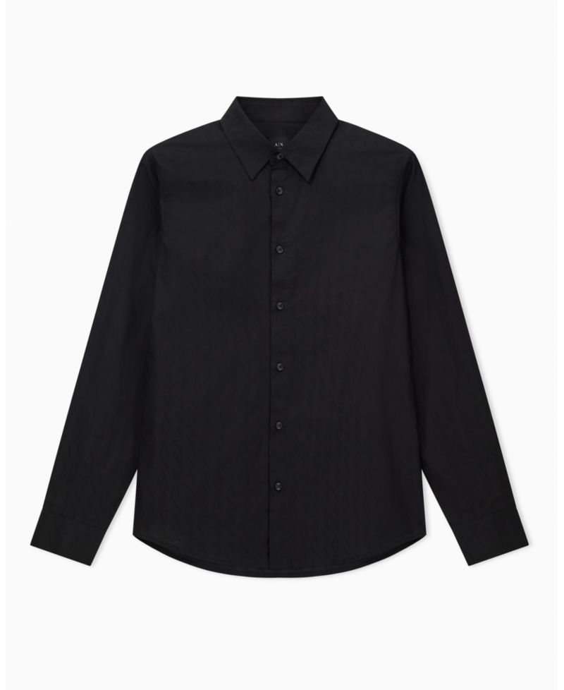 Men's Regular-Fit Cotton Jacquard Allover Logo Shirt
