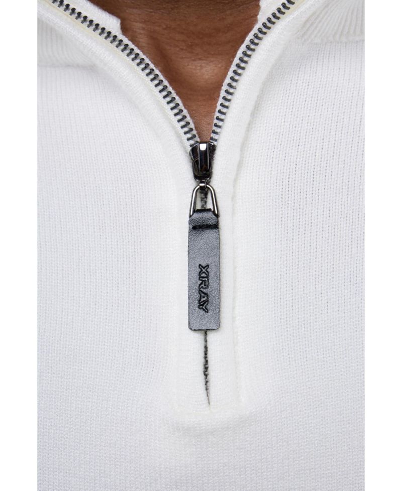 X RAY Men's Quarter Zip Mock Neck Sweater
