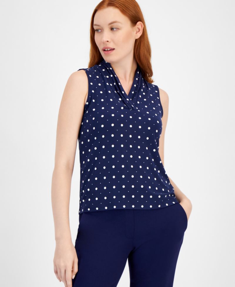 Petite Pleated V-Neck Top