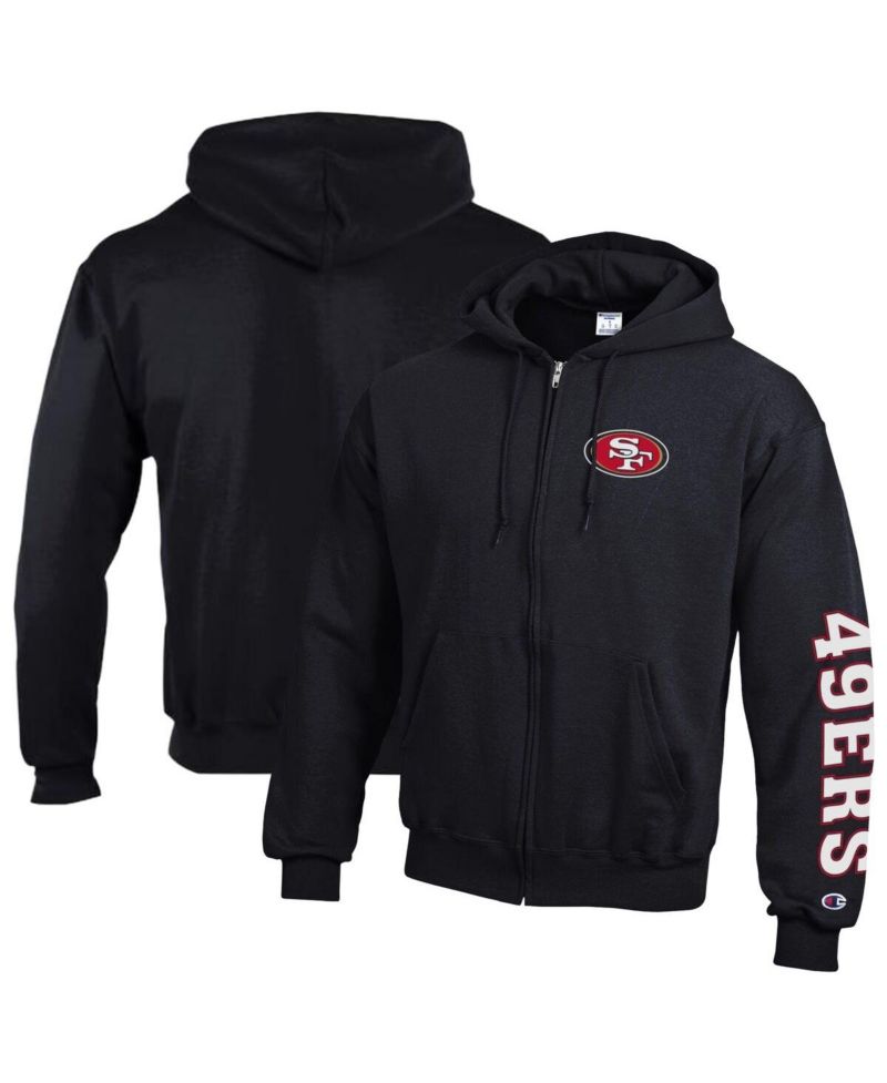 Men's Black San Francisco 49ers Powerblend Fleece Full-Zip Hoodie
