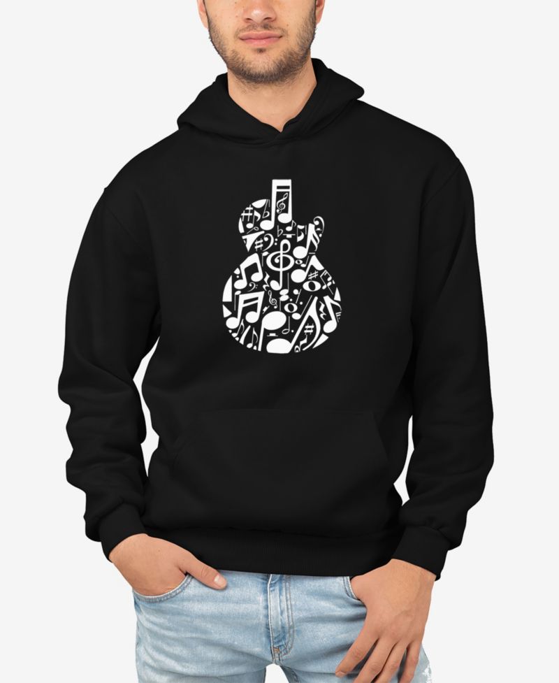 Men's Music Notes Guitar Word Art Hooded Sweatshirt