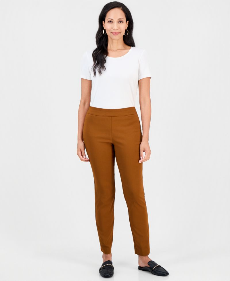 Petite Tummy-Control Cambridge Stretch Slim-Leg Pants