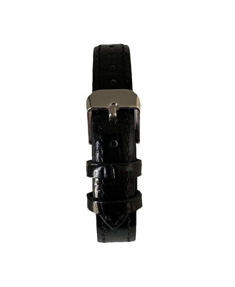 Women 26 x 32mm Cushion Shape Watch with Black Leather Band