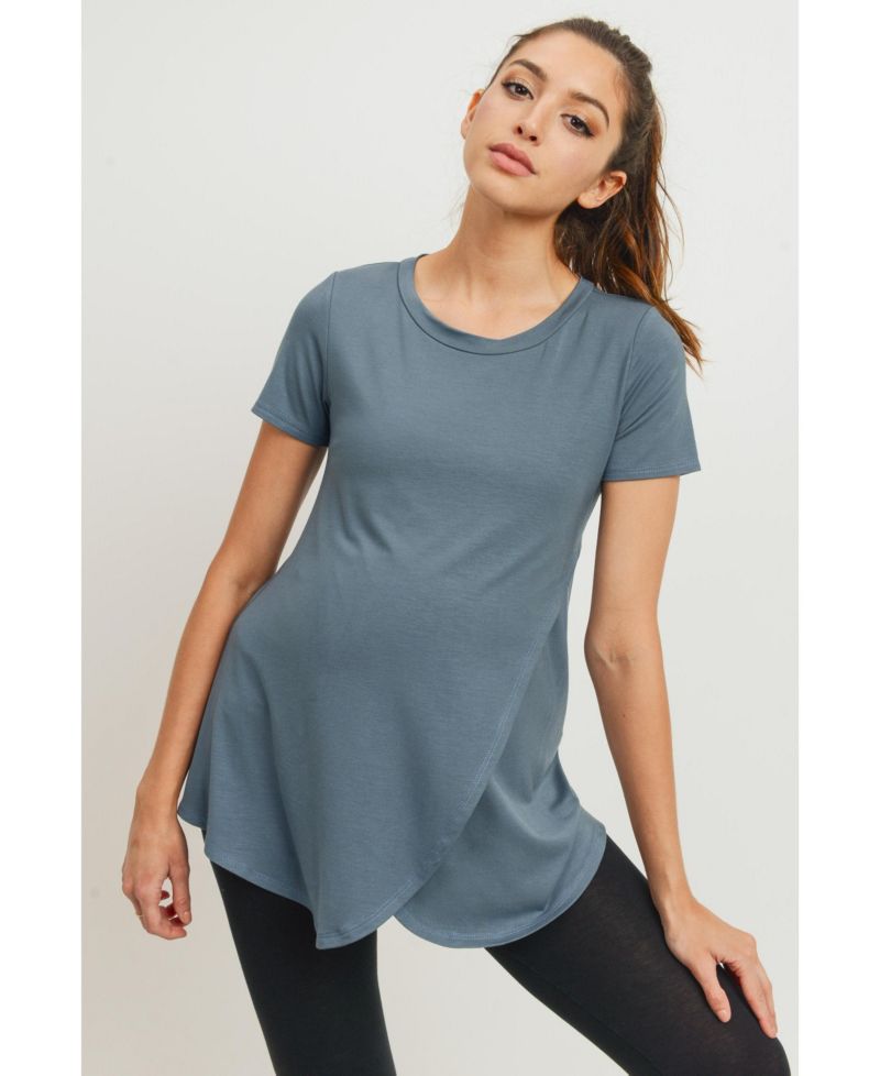 Maternity Short Sleeve Layered Wrap Nursing Top