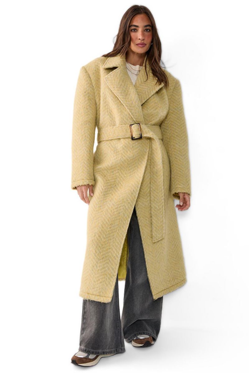 Women's Double Breasted Brushed Herringbone Coat