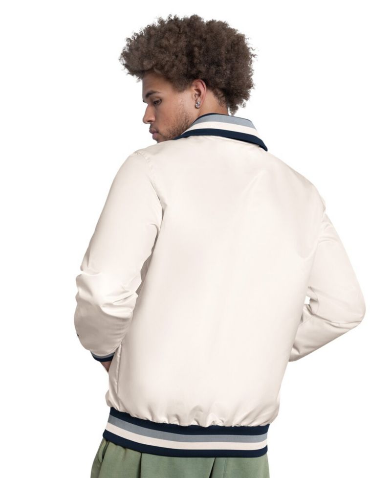 Men's White New York Yankees The Captain Cooperstown Logo Full-Zip Varsity Jacket