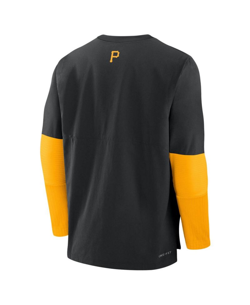Men's Black/Gold Pittsburgh Pirates Authentic Collection Lightweight Player Tri-Blend Performance Pullover Sweatshirt