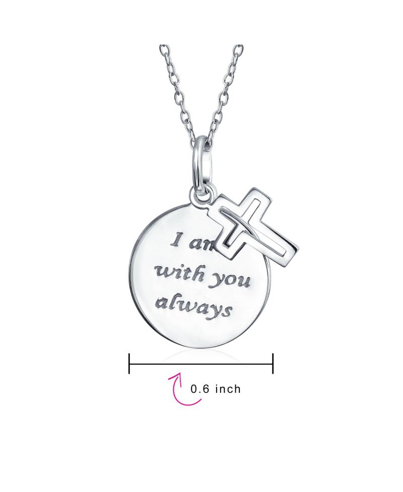 Spiritual Christian Eternal Circle Cross Pendant Necklace Sterling Silver