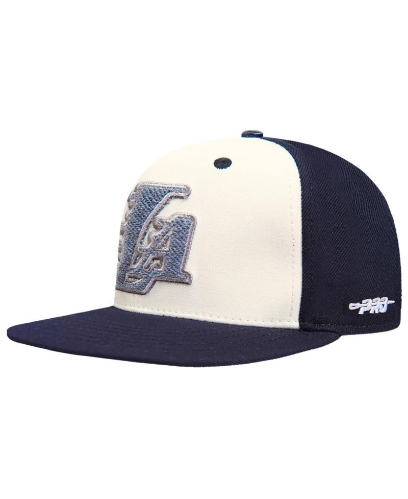 Men's Cream Los Angeles Lakers French Terry Snapback Hat