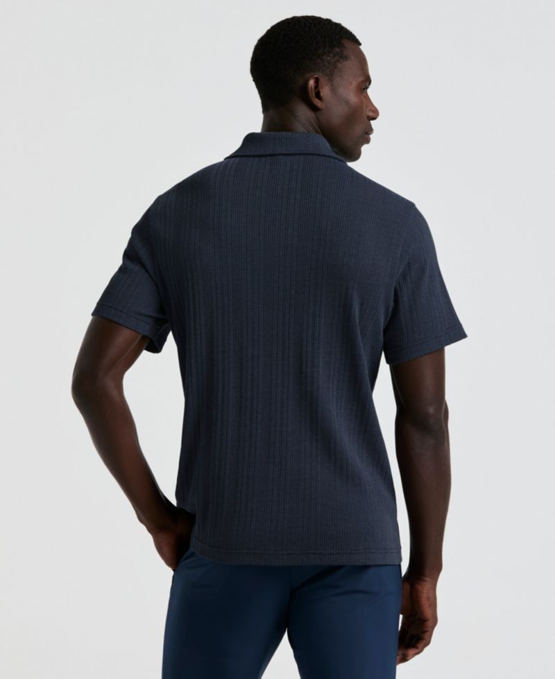 Men's Short-Sleeve Striped Button-Front Camp Shirt