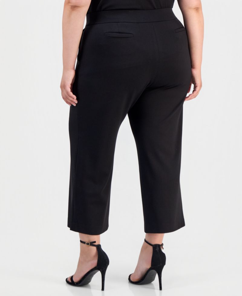 Plus Size Pull-On Wide-Leg Cropped Pants