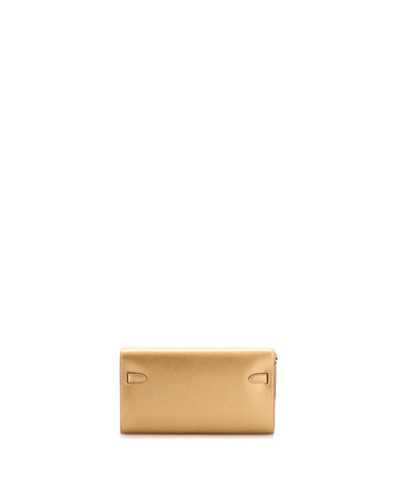 Pre-Owned Hermes Kelly To Go Wallet Metallic Chevre Chamkilight