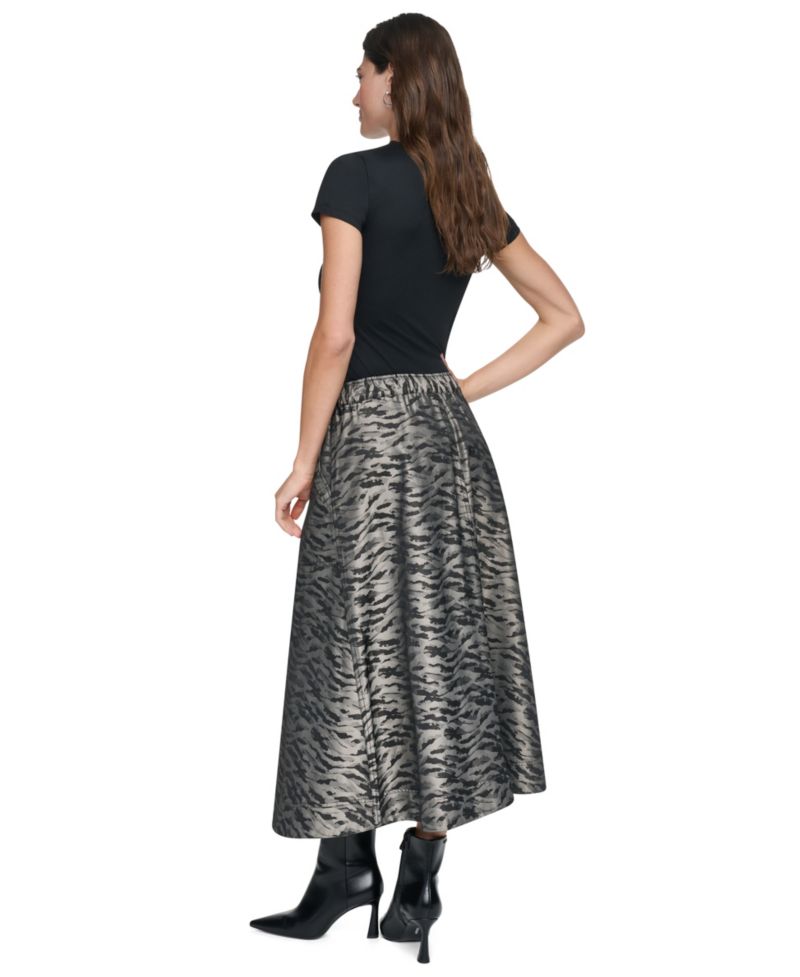 Women's Animal-Print A-Line Front-Zip Skirt