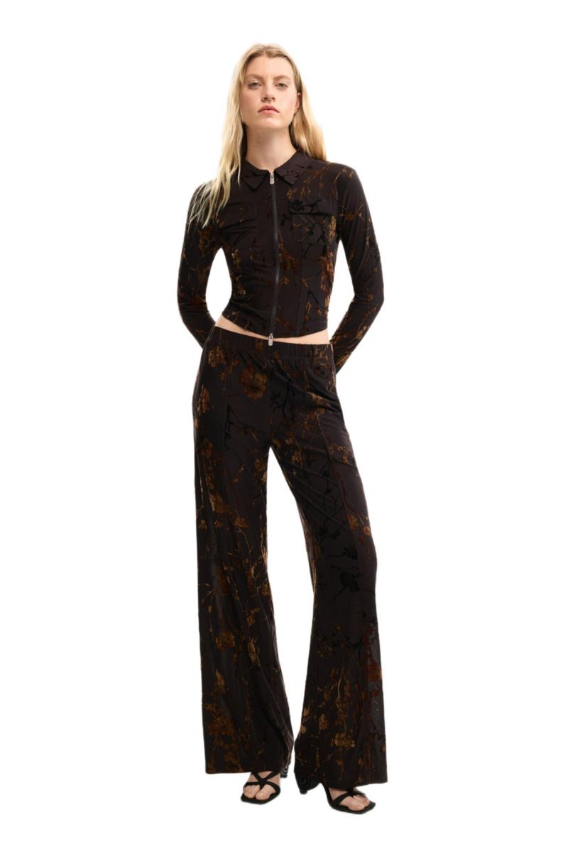Women's Flocked zipper shirt