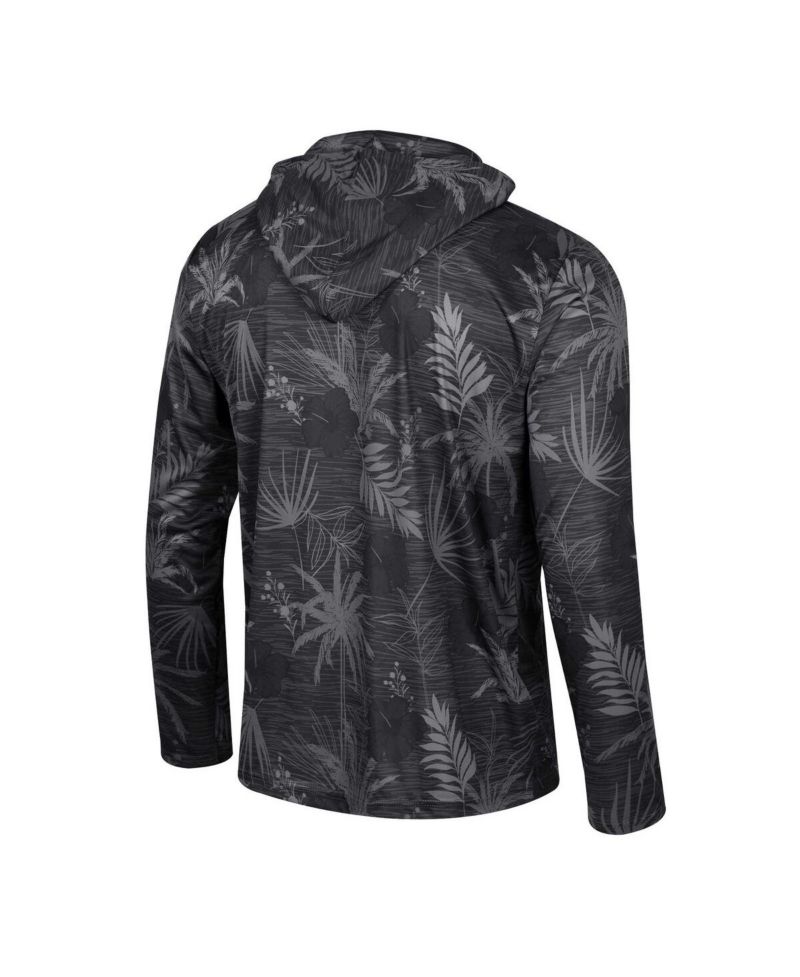 Men's Black Iowa Hawkeyes Palms Printed Lightweight Quarter-Zip Hooded Top