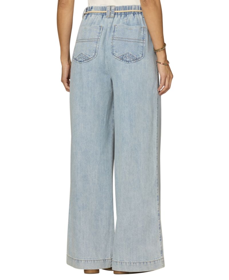 Petite Pleated Wide-Leg Rope Tie Belt Pants