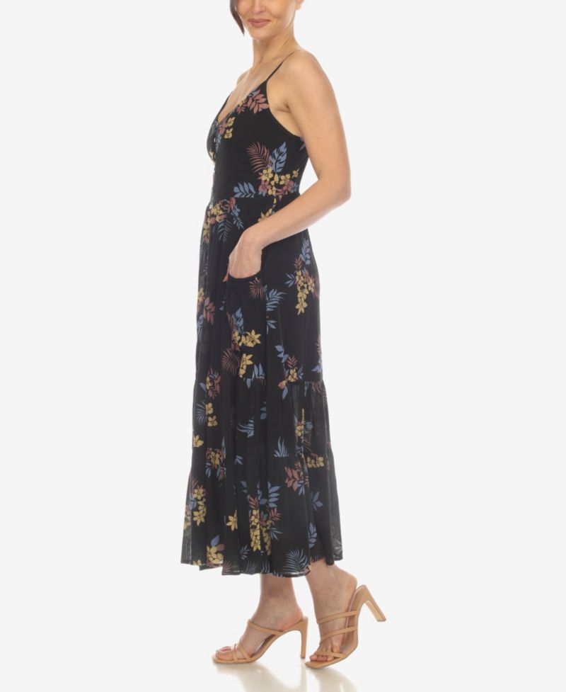 Women's V-neck Floral Print Maxi Dress
