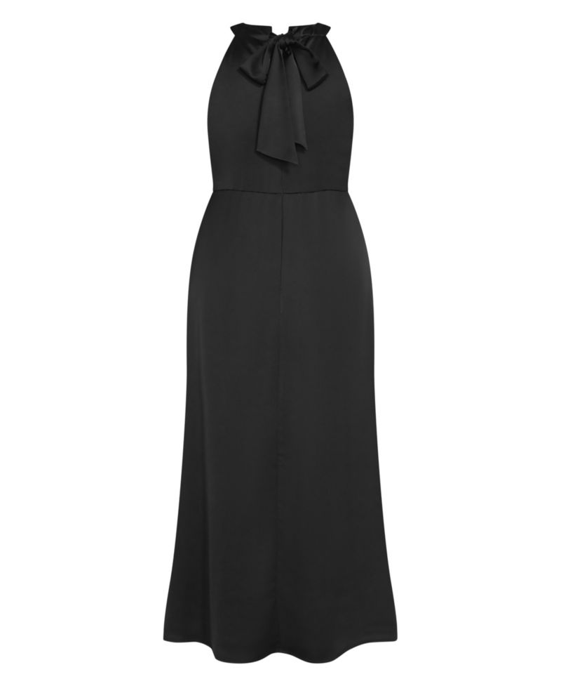 Plus Size Celina Halter Maxi Side-Pleated Dress