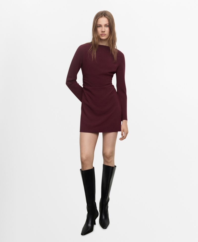 Women's Boat-Neck Ruched Dress
