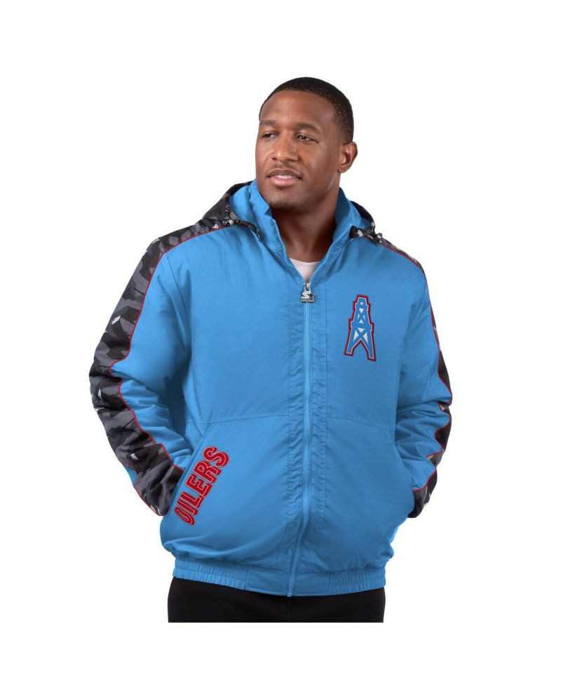 Men's Light Blue Houston Oilers Thursday Night Gridiron Full-Zip Hoodie Jacket